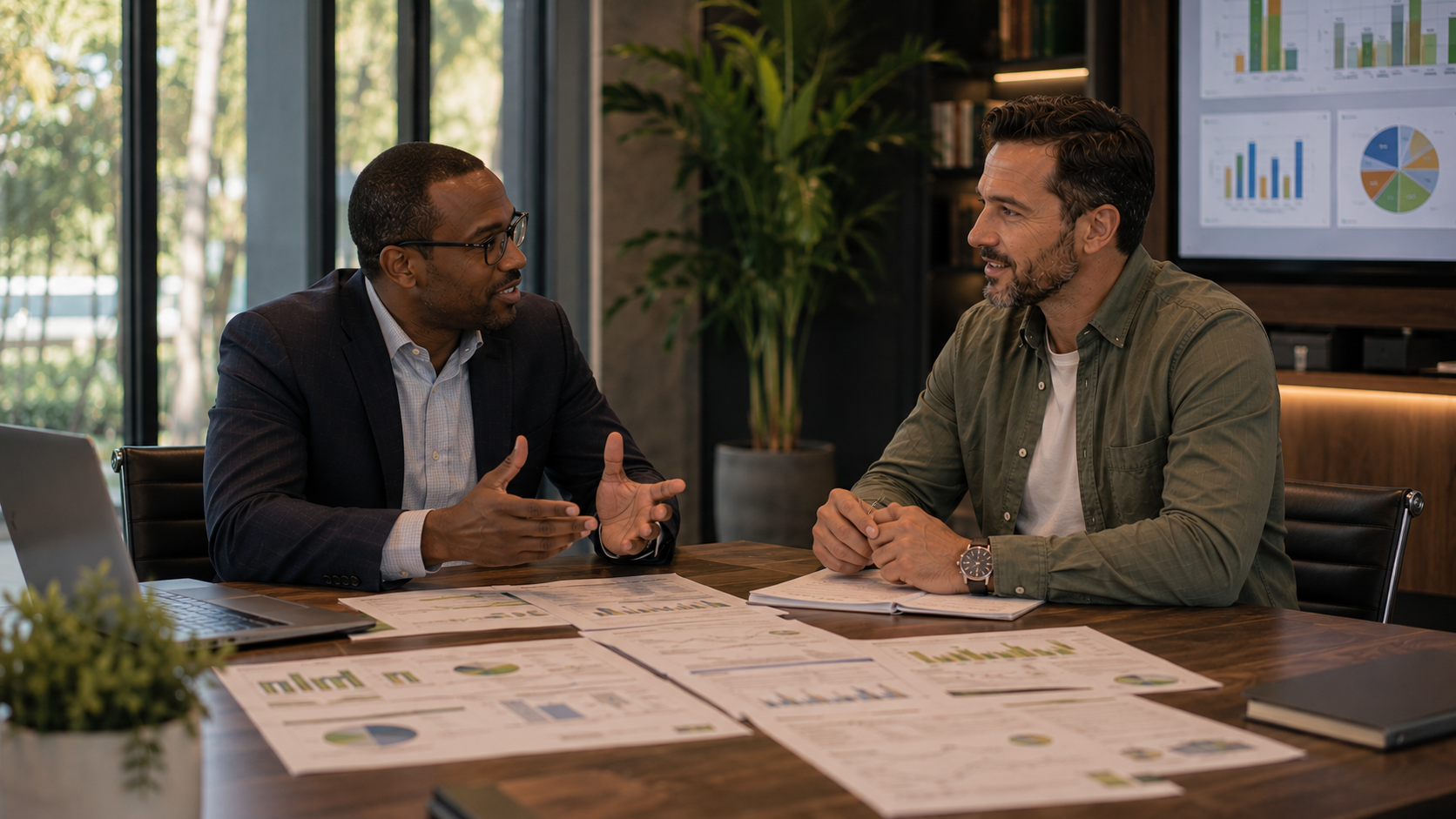 Green Knight Solutions financial advisor meeting with cannabis business owner